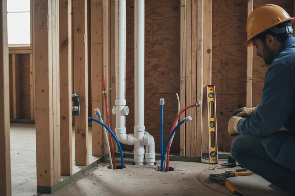 Drain and supply rough-in during Toilet Repair and Installation in Paramount