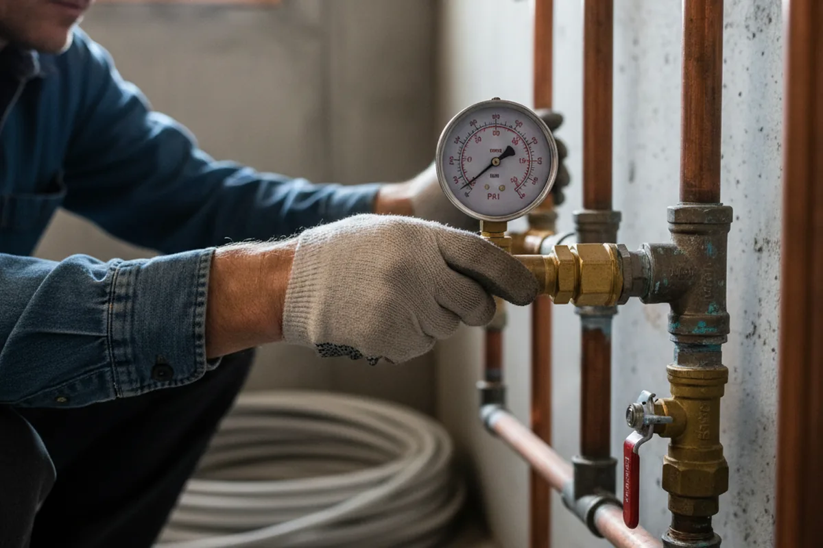 Pressure testing a repaired line during Water Line Repair in Paramount